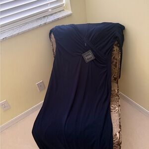 Mac Duggal NAVY Long Sleeve Gown